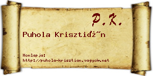 Puhola Krisztián névjegykártya
